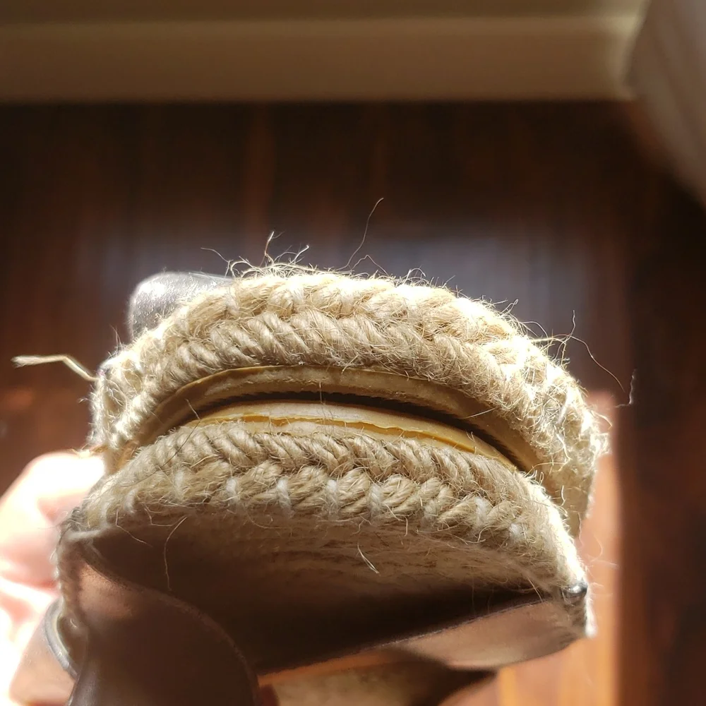 MUK LUKS pewter metallic espadrille.